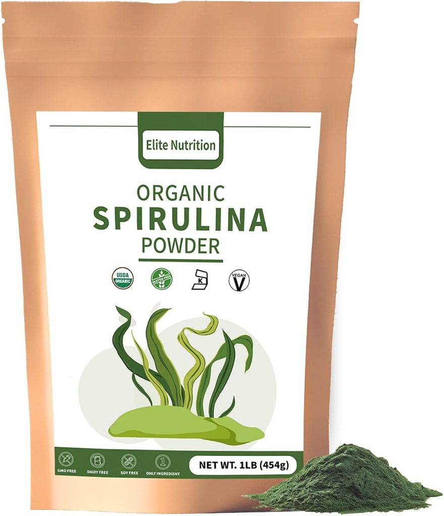 Orgaaniline Spirulina pulber, mitte-GMO, USDA sertifitseeritud, roheline supertoit suurendab energiat, kõrge valgu, mineraalide, antioksüdantide ja vitamiinide sisaldust, 1 lb