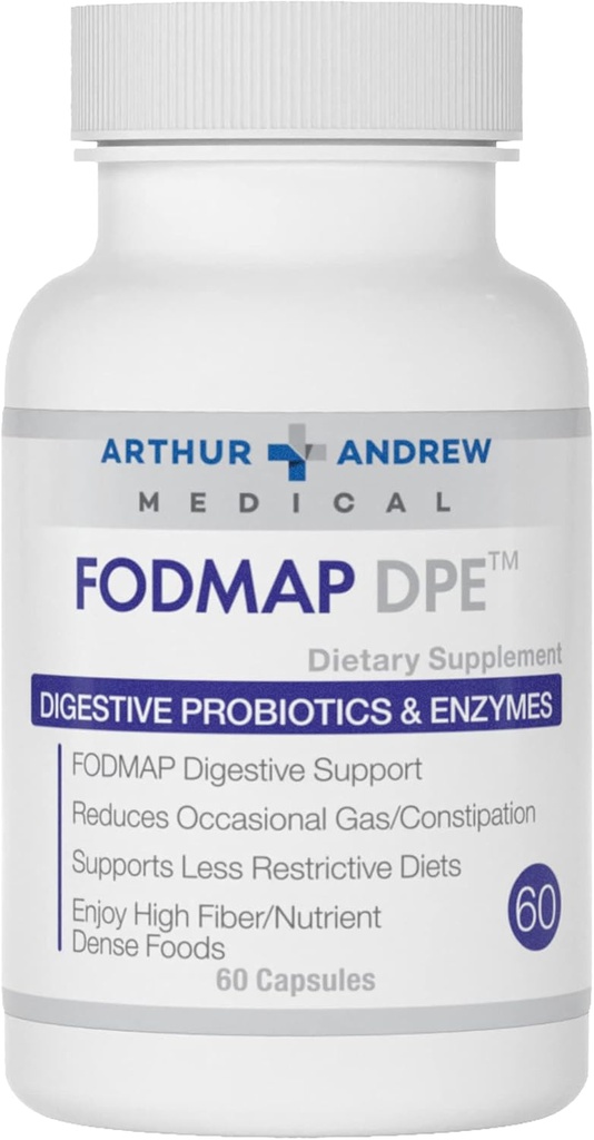 Arthur Andrew Medical - FODMAP DPE, seedetrakti probiootikumid ja ensüümid, FODMAP-i talumatuse ja väga fermenteeruvate toitude leevendamine, vegan, mitte-GMO, 60 kapslit