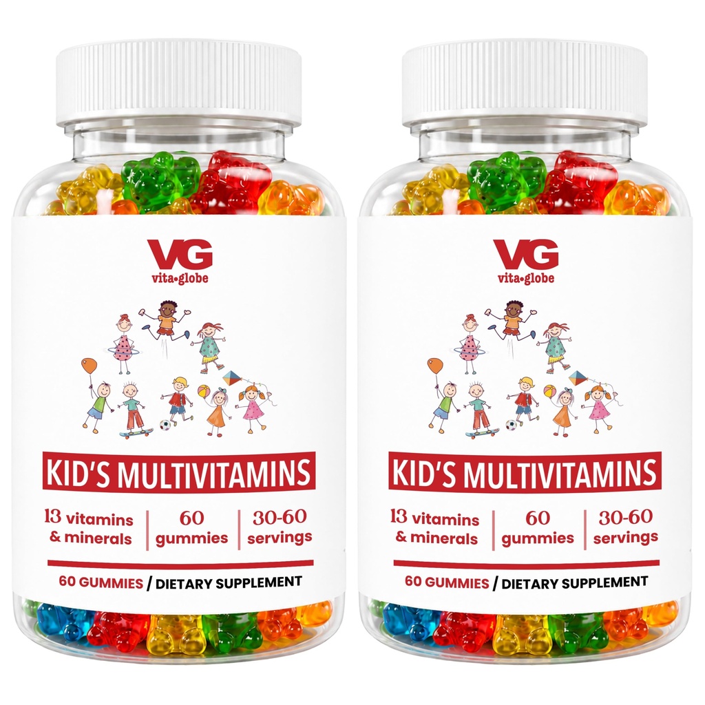VITA GLOBE Kids Complete Multivitamiini Gummies – vitamiinidega A, C, D, E, B6 & B12 | Daily Immune, Growth & Wellness Support | Suurepärane maitsev närimislisa lastele – 120 Count (pakk 2)