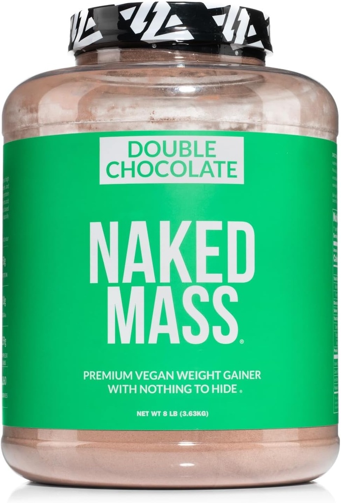 NAKED Vegan Mass - Topelt šokolaadi kaalu hankija - 1260 kalorit, 50G valku, midagi kunstlikku, kõik looduslik šokolaadivalgu pulber, mitte-GMO, soja ja gluteeni vaba - 8LB Bulk - 11 Servings