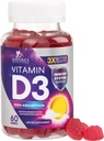 Vitamiin D3 Gummy 5000 RÜ (125 mcg) - Dieet Vitamiinid D täiendus naistele ja meestele - Luud, hambad, lihased ja immuunsuse tervise toetamine, kõrge potentsi VIT D3 Looduse mitte-GMO ja gluteenivaba - 60 kummikuid