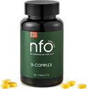 NFO B-vitamiini kompleks [90 tabletti] Norra looduslik suure annuse kompleks B-grupi multivitamiinidest kergesti ligipääsetavas vormis: B1, B2, B3, B5, B6, B9, B12 Norras valmistatud meestele ja naistele
