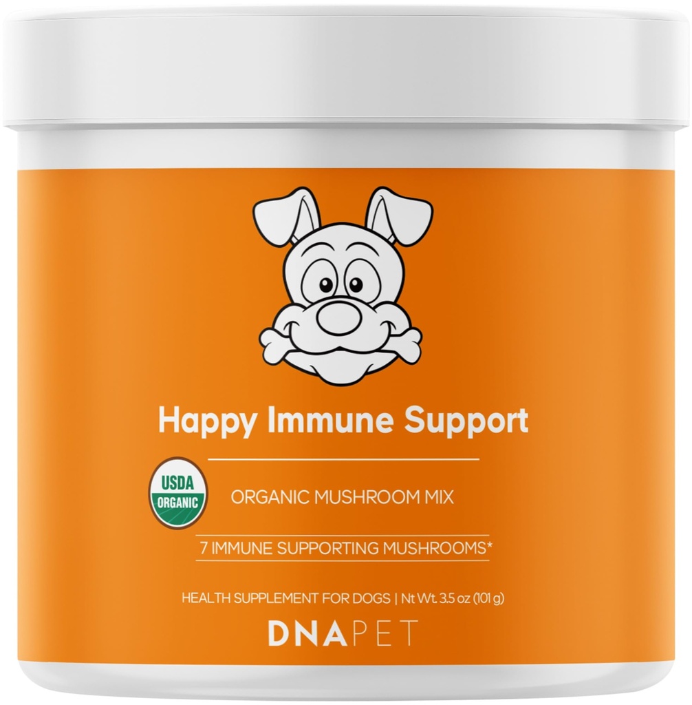 Happy Immunity USDA sertifitseeritud orgaaniline seenekompleks koertele, orgaaniline korditseps Shiitake Reishi, Vegan Seenesegu Pulber Canine Supplement, Advanced Seenesegu, Non-GMO, 3,5 oz