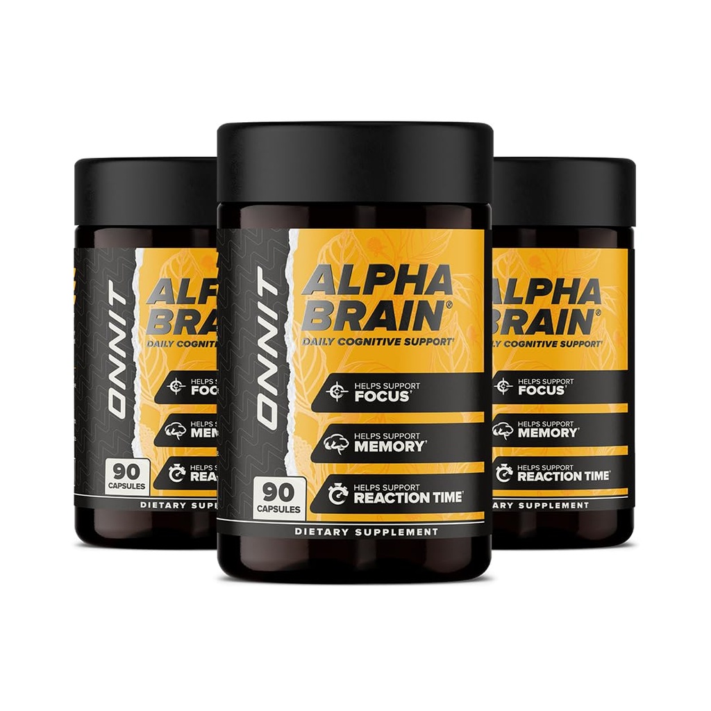 ONNIT Alpha Brain (270ct) - Premium Nootropic Brain Supplement - Fookus, kontsentratsioon ja mälu - Alpha GPC, L Theanine & Bacopa Monnieri