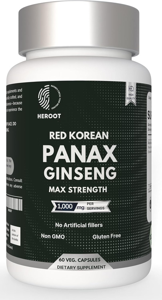 Panax ženšenni kapsel 500 MG teenindava energia, mälu ja aju tervise toetamise kohta, mitte-GMO (60 kapsli pakend)