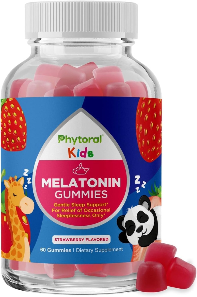 Fytoral Kids Melatoniin 1mg Gummy vitamiinid - puhas melatoniini kummid lastele ja meeleolu tugi - laste vitamiinid Kummi sügava une täienduskummiad 1mg