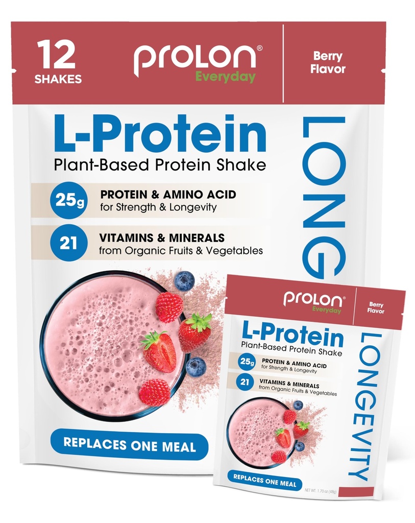 Proloni pikaealisuse taimepõhine valgupulber | Lihaste süntees ja parandamine, tervislik vananemine, võimendus | vitamiinid, gluteenivabad, aminohapped, antioksüdandid | 25 g valku | Berry, 12 pakendit