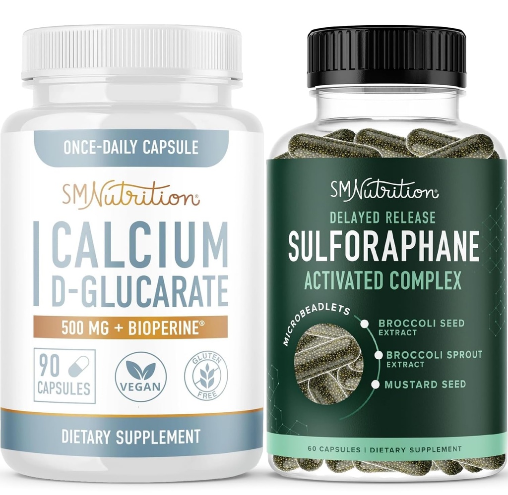 Sulforaphane kompleks kaltsium-D-Glükaraat | Hormooni tasakaalustav komplekt täiustatud mikrobeadlet-hormooni tasakaalulisandiga (60 serveerimist) ja vegan-gluteenivaba mitte-GMO CDG-lisandiga (90 serveerimist)