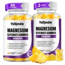 (2 Pack) Magneesium Glütsinaat Gummies 500mg, suure imendumisega magneesiumi lisand kaltsiumi ja vitamiinidega, tugiluu, lihased, öö, mälu ja meeleolu, vegan, mitte-GMO, 60 loendit, ananassimaitse