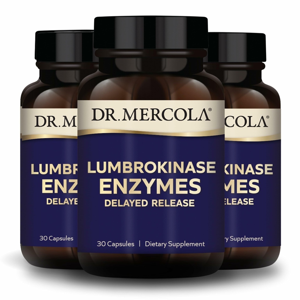 Dr Mercola Lumbrokinase Ensüümid - hilinenud vabanemine valem - toidulisand südame-veresoonkonna ja energia toetamiseks - mitte-GMO, gluteenivaba ja sojavaba - 30 kapslit (30 serveerimist), 3 pakendit