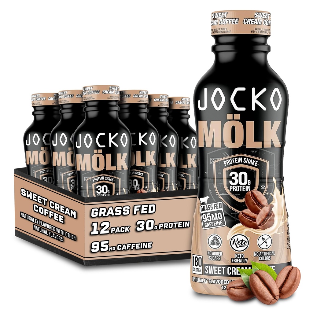 Jocko Kütus Mölk 30 g Rohisöödavalk raputab - Ei ole lisatud suhkruvalku Joogid KETO Sõbralik - Joogivalmis 12 FL Oz (Pack of 12) Maguskreemikohv