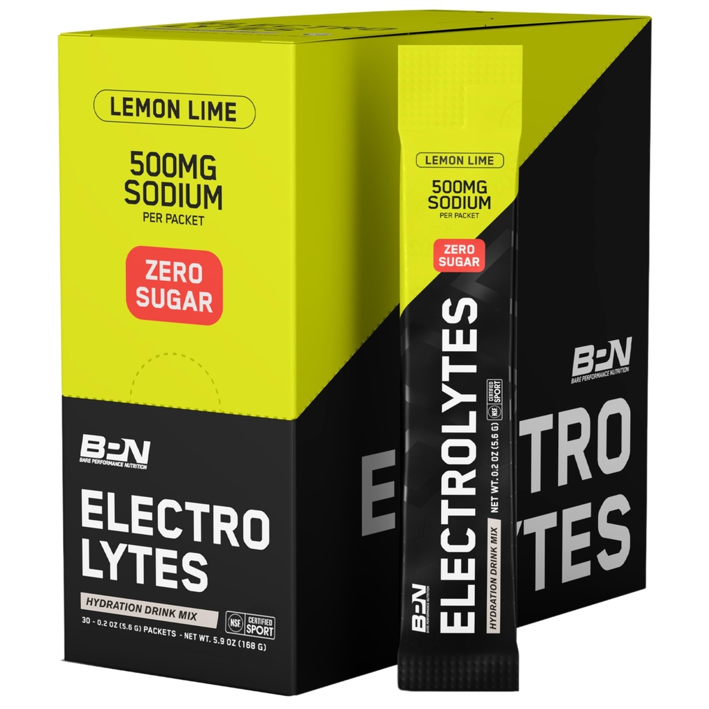 BPN-elektrolüüdid Go Packs Hydration Drink Mix | Sugar Free Electrolyte Powder | 500mg Naatrium per Serving | Naturally Sweetened | Sidrunlubja, 30 Servingut