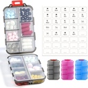 3 Pack 14 GRIDS Travel Pill Organizer Box koos etikettidega - Travel Medicine Case Kit - Pocket Daily Pharmacy Container - Travel Medic Holder for Fish Oil Vitamin Supplement Storage - Clear
