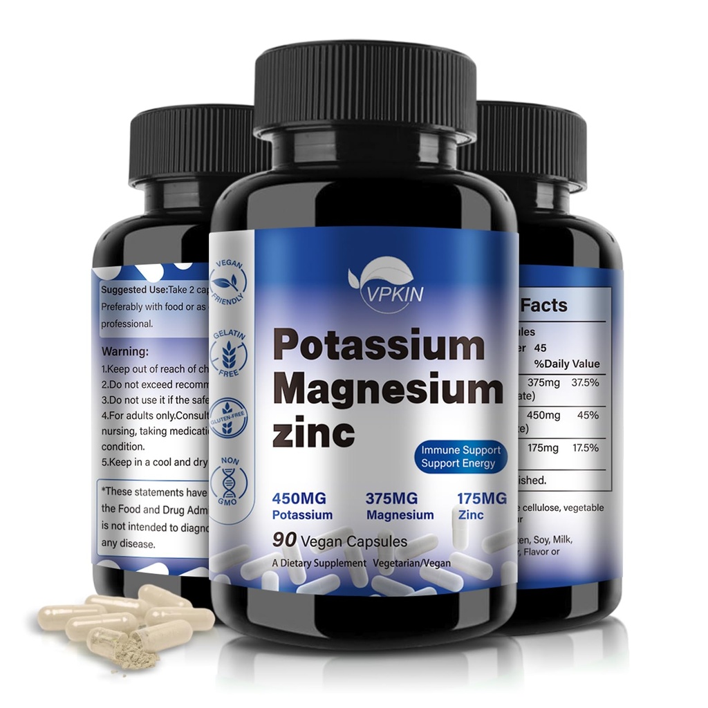 Kaaliummagneesiumlisandiga 1000mg, suure neeldumisega magneesiumkaaliumtsinkaspartaat (90 kapslit)