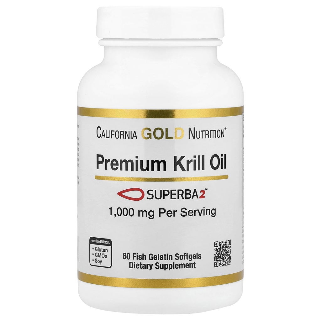 California Gold Nutrition Premium Krill õli Superba2 Biosaadav Omega-3s Antarktika Krill - Heart & Brain Health Support - Gluteenivaba, Non-GMO - 1000 mg - 60 kala želatiin Softgels