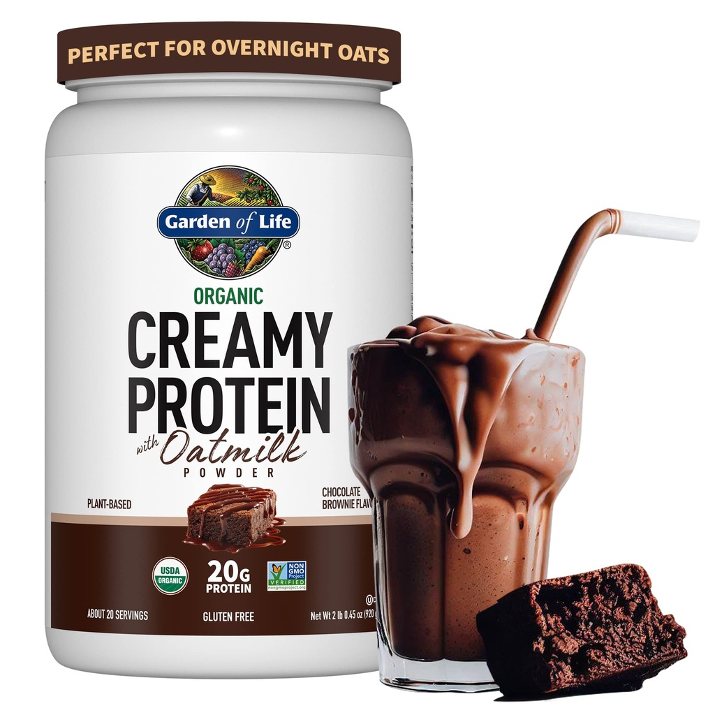 Eluaed Creamy Orgaaniline Vegan Valk Pulber + KaatMilk, 20g Täielik Taimne Valk, Kookosvesi, MCT, Idandatud Terad, Prebiootikumid, Probiootikumid - Gluteenivaba, Chocolate Brownie, 2 LBS