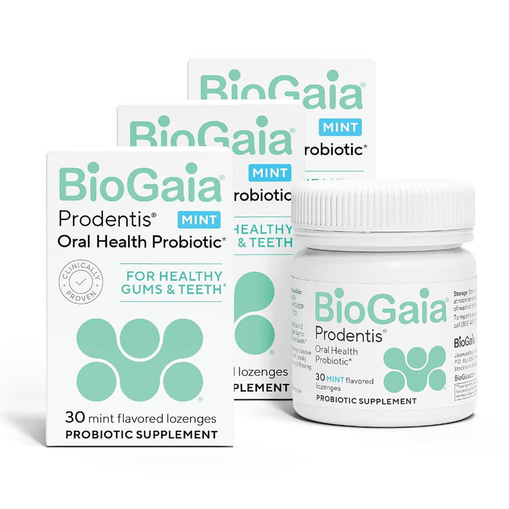 BioGaia Prodentis 3- pakk | Hambaprobiootikumid | Edendada terveid igemeid ja hambaid | Kaitse hambaprobleemide vastu | Suukaudse mikrobioomi täiendamine | Suuõõne tervise parandamine | Mündi maitse | 90-päevane pakkumine
