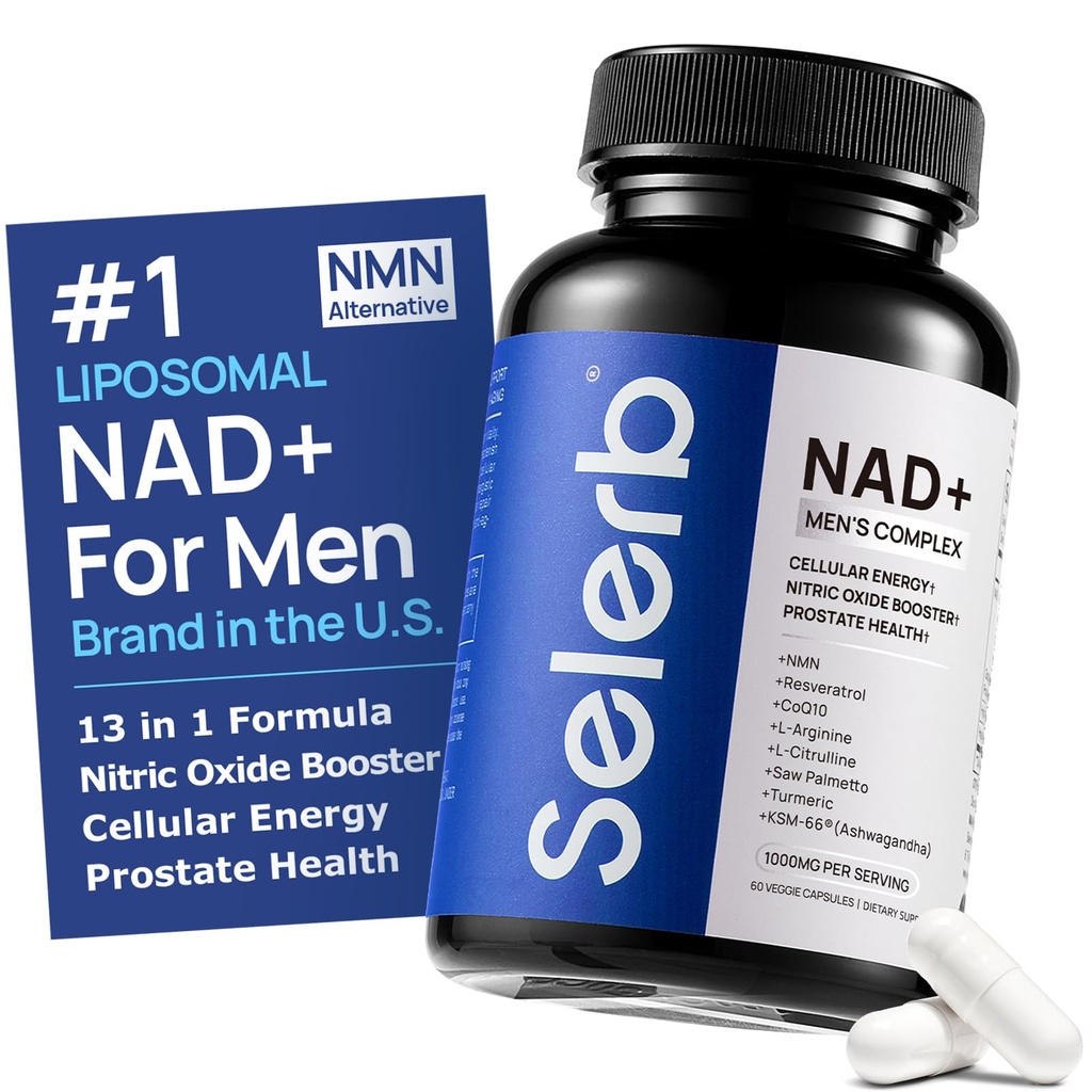 NAD + täiendused meestele - lämmastikoksiidi eesnäärme tervise täiendused Resveratrooli, CoQ10, L tsitrulliini ja lükopeeniga meestele vananemisvastaseks, stabiilseks ja rakuliseks energiatoetuseks 60 kapslit