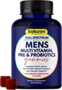 Sakoon toitumine Meeste multivitamiini kummid probiootikumide ja prebiootikumidega, täiskasvanute multivitamiinid A, C, D, E, B & More, immuunsus, energia, tervis, 60 loend