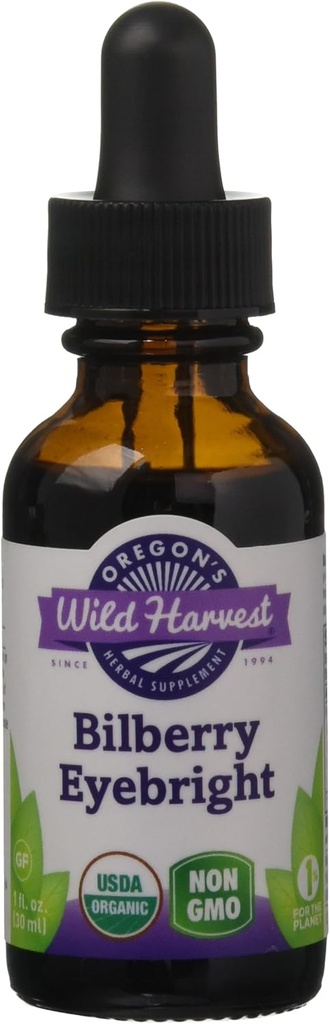 Oregoni Wild Harvest Bilberry Eyebright Organic Extract, 1 Fluid Ounce