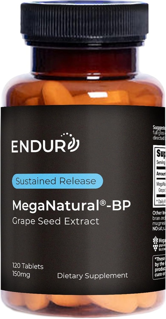 MegaNatural BP, Viinamarjaseemneekstrakti toidulisandid jätkusuutlikult vabastava California viinamarjaseemne ekstrakti taimsed toidulisandid optimeeritud imendumiseks ja toetab energiat, 150 mg, 120 tabletti