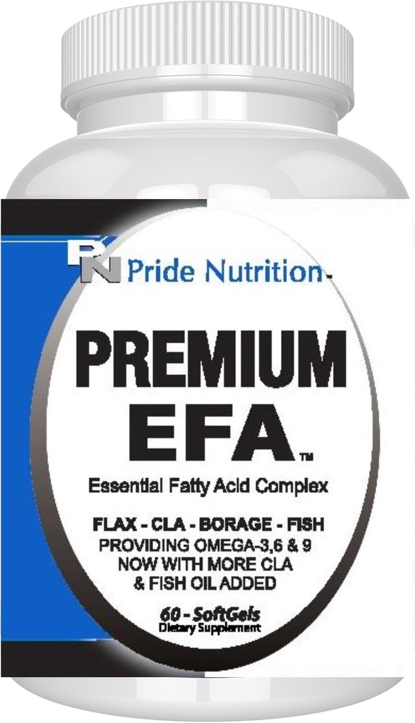 Pride Nutrition Premium EFA Omega 3-6-9 täiendus meestele ja naistele 5 in 1 - EPA, DHA, GLA, ALA ja CLA olulised rasvhapped kalaõliga - Softgel pillid