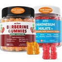 2Pack Berberine Supplement Gummies 1500mg + 2Pack Magneesium Malate CoQ10-100mg Gummies