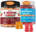 2Pack Berberine Supplement Gummies 1500mg + 2Pack Magnesium Malate with CoQ10-100mg Gummies