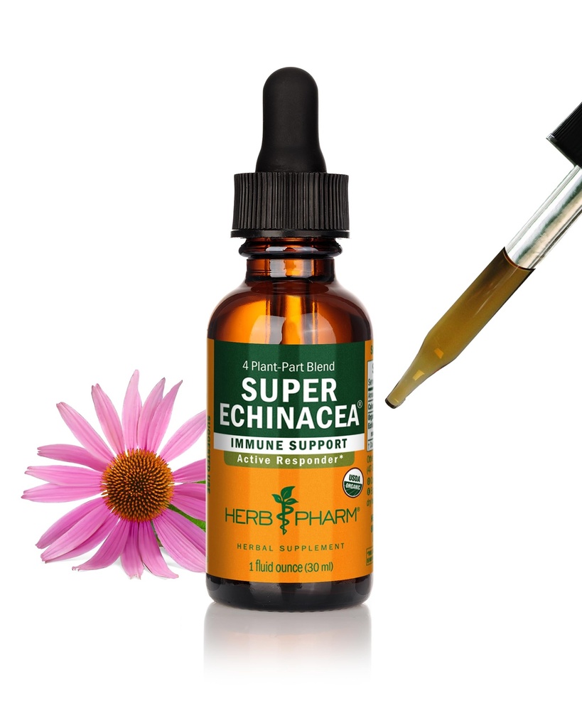 Herb Pharm Certified Organic Super Echinacea Vedel Ekstrakt Aktiivse immuunsüsteemi toetuseks - 1 Ounce (DSUPER01)