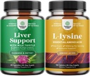 Bundle piimaohakas Maksatoetus täiendada ja L lüsiin 1000mg Toitumislisandid - Taimne Maksalisandi Silymarin piimaohakas - L-lüsiin Essential Aminohapped täiendada