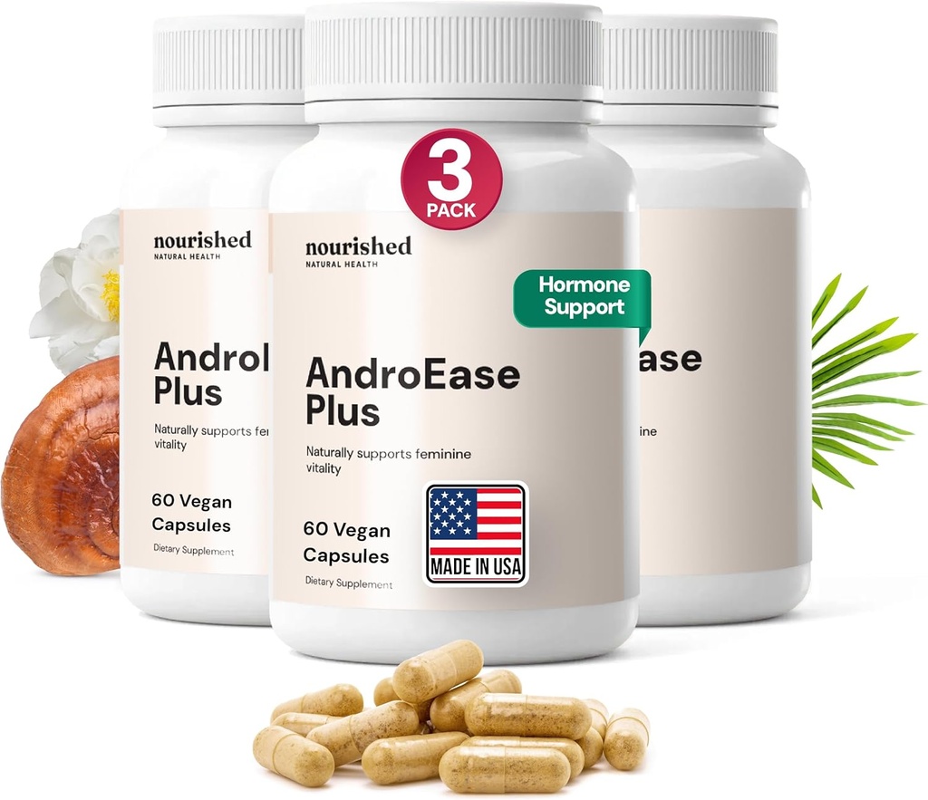 Toitunud AndroEase Plus - Natural Balance Supplement for Women - Vegan Formula koos tsink & Saw Palmetto - 180 kapslit igapäevaseks heaoluks ja elujõuks - valmistatud USA-s