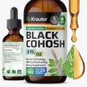 BIO KRAUTER Black Cohosh Juur Tinktuur - Vegan Black Cohosh Supplements Naiste toetus - Alkohol ja suhkur tasuta - 2 Fl.Oz