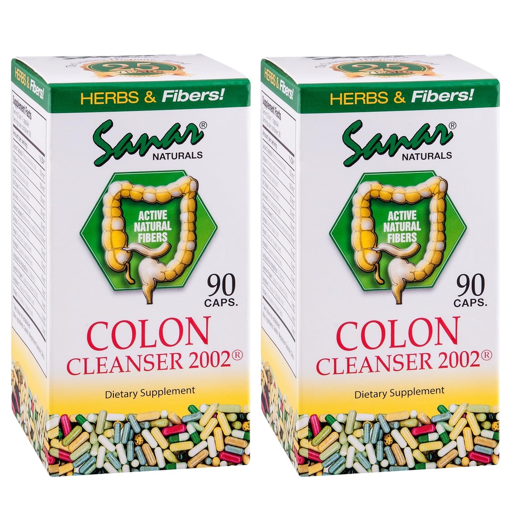 Sanar Naturals Colon Cleanser, 90 kapslit (2 Pack) - dieetkiud, taimsed ja probiootikumid Segu, seedetrakti tugi, Colon Cleanse Supplement naistele ja meestele