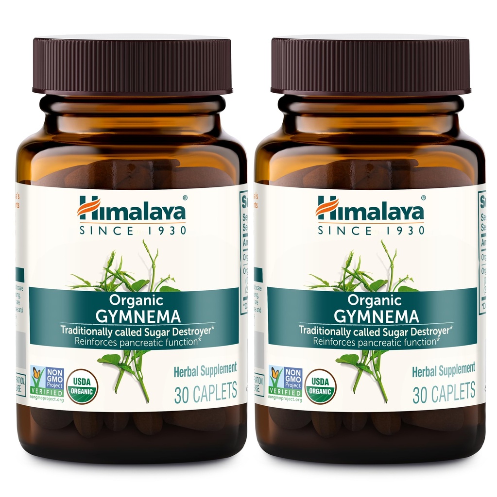 Himalaya Organic Gymnema Sylvestre – Taimse Glükoosi Metabolism Support – USDA Organic, Non-GMO, Vegan, Gluteenivaba, Additive Free, 700 mg, 30 Caplets (Pack of 2)