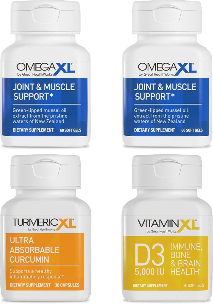 OmegaXL immuunsust toetav komplekt - (2) 60 krahv + TurmericXL + VitaminXL D3 - optimaalse immuunsuse tervise toetamiseks (4. pakk)