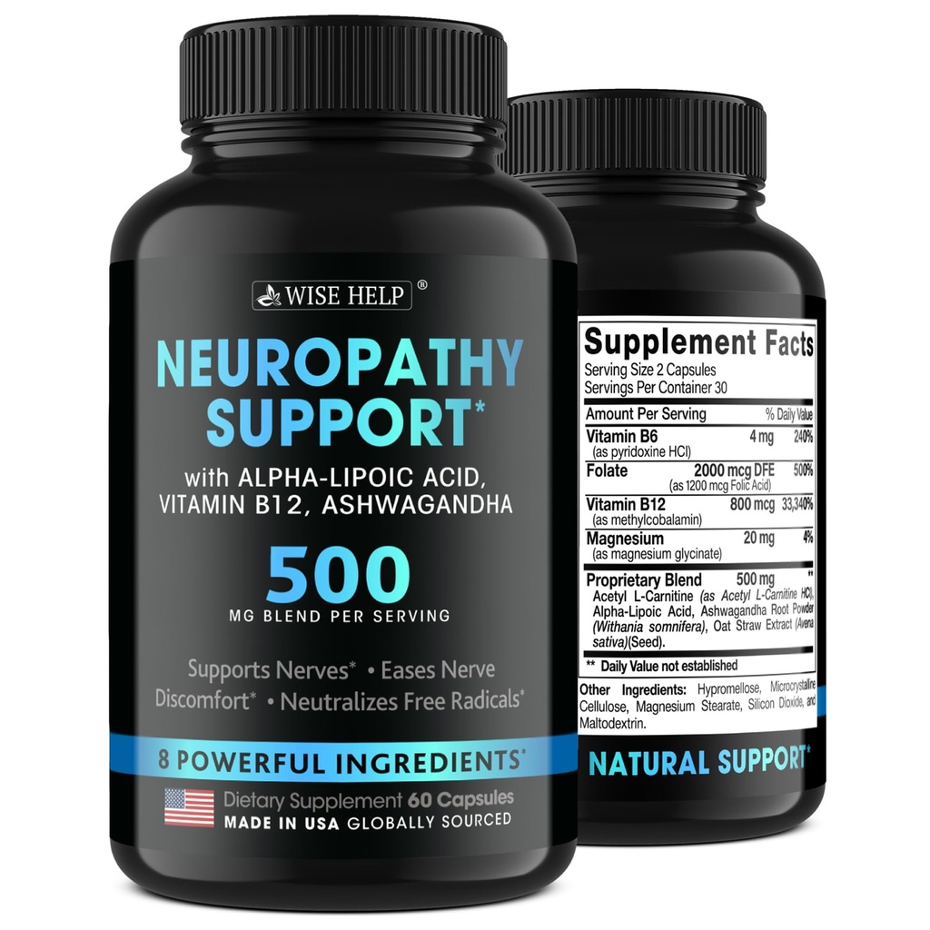 Neuropaatia Toetus Natural Närvihäire Relief - Made in USA - Närvi Antioksüdant Trigeminal Neuralgia, Diabeetiline Ja Perifeerne Neuropaatia - Käed, Kael, Jalgade Ja Varvaste Ravi Valem - 60 Caps