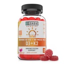 Zhou D3 + K2 - D3-vitamiini K2 lisand naistele ja meestele, immuunsuse tugi Vit D3 ja K2 Gummy, želatiinivaba valem 5000 IU D3 ja MK-7 - 60 Veggie Gummies (pakk 1)