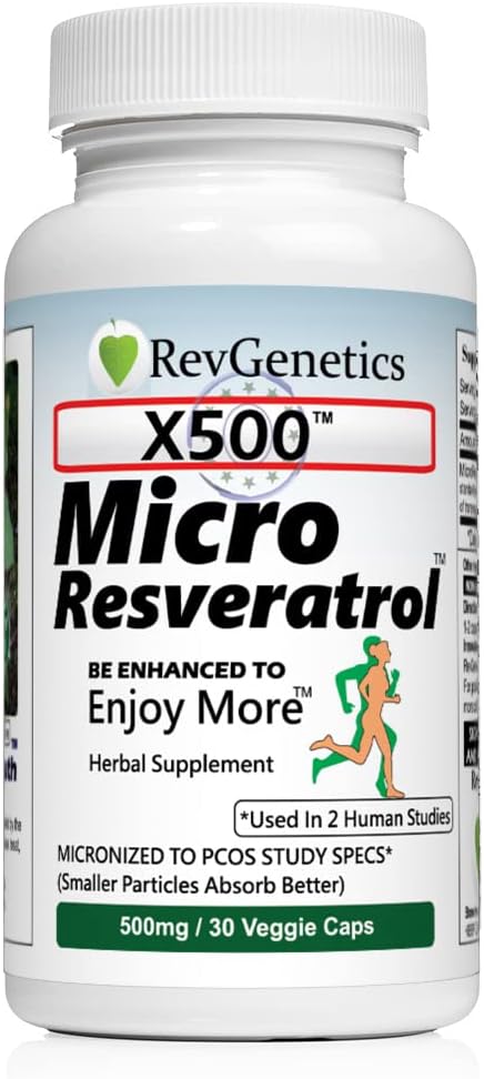 X500: Puhas Resveratrool 500mg - Puhas Trans-Resveratrool - 30 taimetoitlast kapslit - 500 mg kapsli kohta
