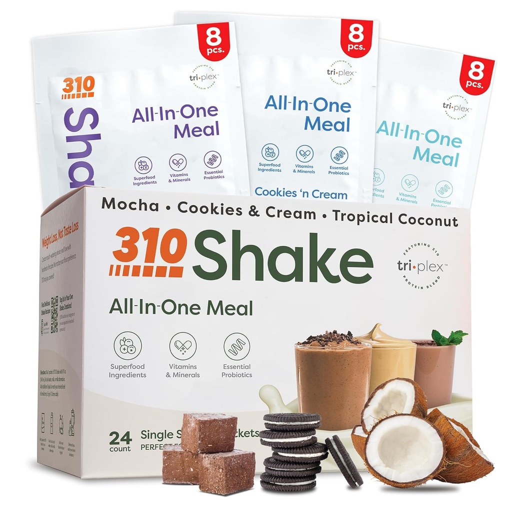 310 Toitumine - All-in-One Meal Asendamine Shake - Uus valem kiudainete rikas Vegan Superfood Blend - looduslikud magusained - Low Carb Shake, Keto & Paleo Friendly - Gluteenivaba - 26 olulist vitamiinid ja mineraalid - Variety Shake Box