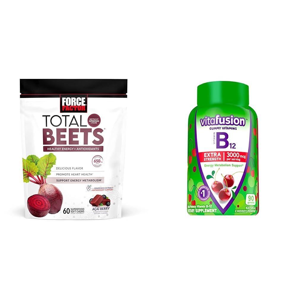 Jõutegur Kogu peedi närimiskoogid peedi ja viinamarjade ekstrakt Plus Vitafusion B12 Gummies, 90 Count Cherry Maitse
