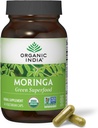 ORGAANILINE INDIA Moringa kapslid Orgaaniline - Moringa täiendus - roheline supertoit, Moringa Leaf kapslid, puhas superroheline, vegan rohelised, looduse multivitamiinid, vegan, gluteenivaba - 60 kapslit