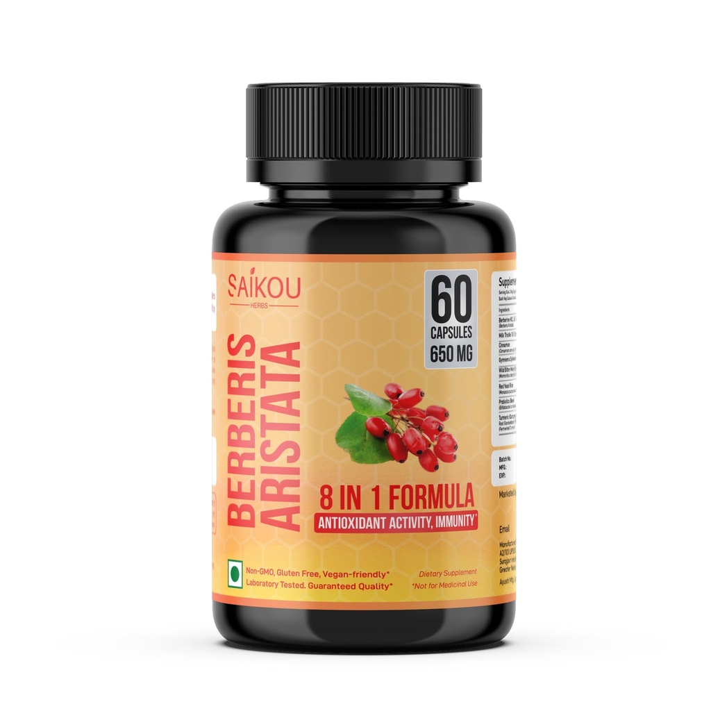 Berberine HCL ekstrakt 1300mg piimaohakas, Ceylon Cinnamon, Gymnema Sylvestre & Turmeric - 60 kapslit