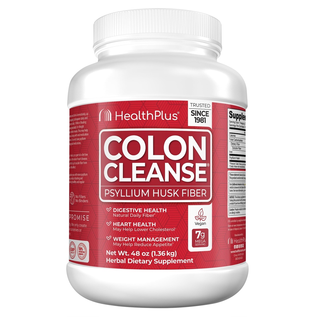 Health Plus Colon Cleanse Seedetrakti tugi | Kõik looduslikud igapäevased kiud toksiinide kõrvaldamiseks, et vähendada puhitust | toetab südame tervist | 48 ühikut, 194 serveerimist