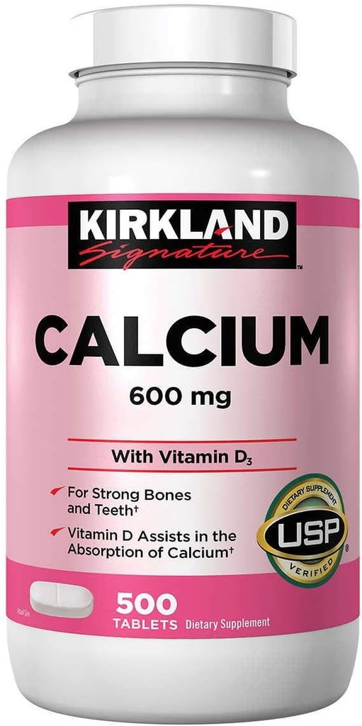 Kirkland Signature Calcium 600 mg. koos vitamiin D3, 500 tabletti (2 Pack)