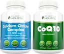 Kaltsiumtsitraadi kompleks 1000mg + CoQ10 100mg - 365 vegankapslit + 240 Softgels Bundle - ilma D-vitamiinita - valmistatud USA-s