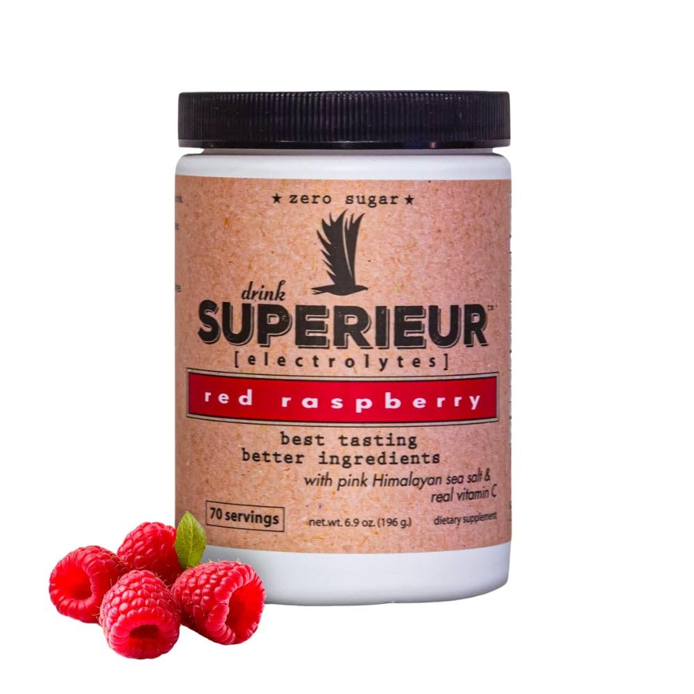 Superieur Elektrolüüdid - Taimne Elektrolüütide Lisand w / Mere Mineraalid Hüdreerimiseks Ja Taastamiseks - Keto Sõbralik, Mitte-GMO, Nullsuhkur, Vegan Tervislik Sport Joogipulber - Vaarika (70 Servings)