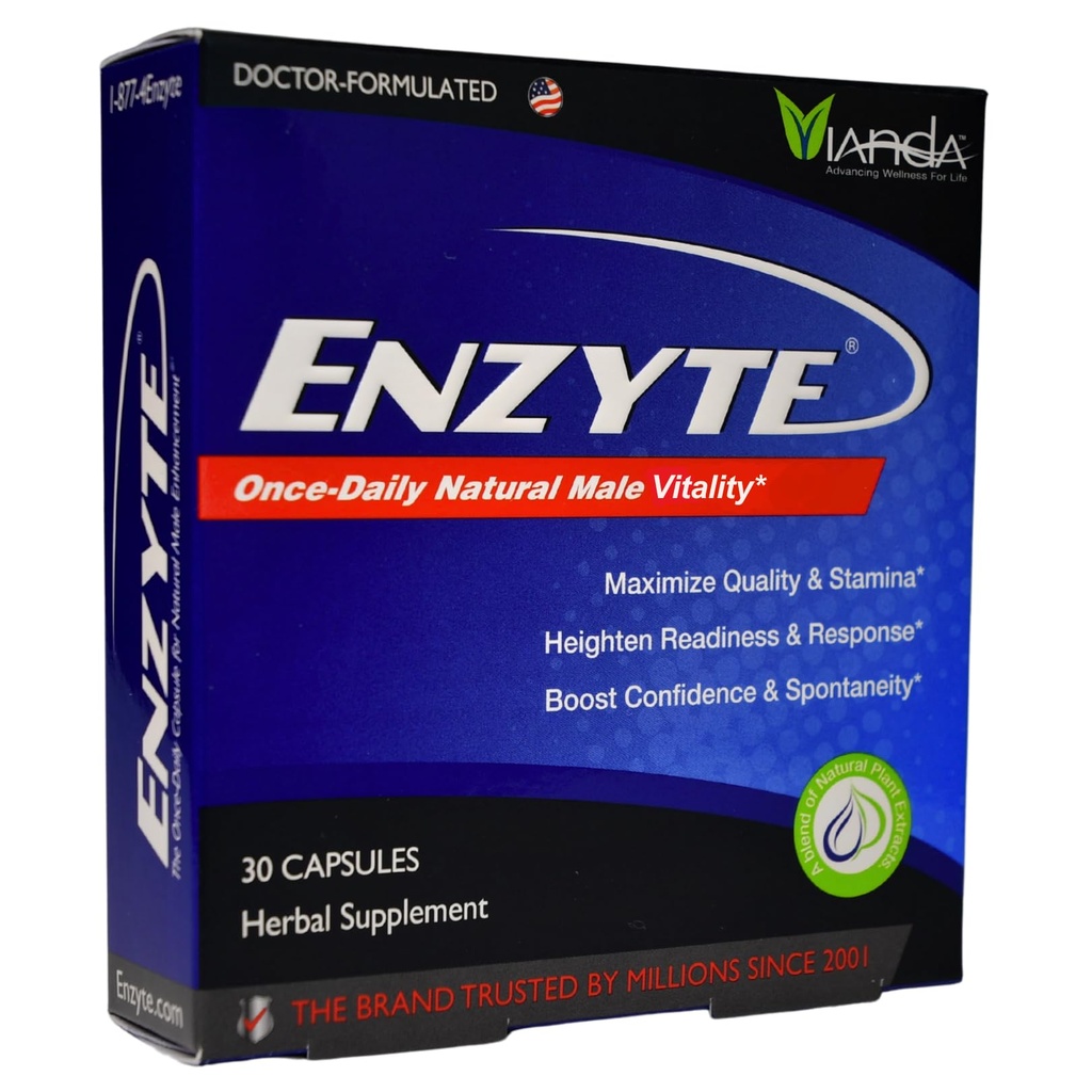 Enzyte® Natural Mees Vitality Support | Päevane täiendus meeste tervisele Aasia ženšenni, Ginkgo Biloba, Viinamarjaseemne, Epimedium, Muira Puama - 30 kapslit, 30 päeva pakkumine