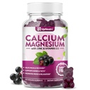 Kaltsiummagneesium tsink D3-vitamiini lisandiga, suhkruvaba kaltsiumkummid naistele meestele, kõrge imendumisega tsinkkummid luudele ja lihastele & immuuntervisele, Vegan Elderberry Maitse - 60 krahv