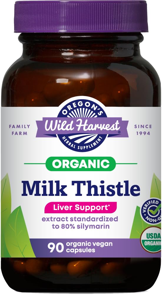 Oregoni Wild Harvest sertifitseeritud orgaaniline piimaohakas USDA sertifitseeritud orgaaniline taimsete toidulisand, 90 Count
