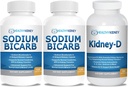 Naatriumvesinikkarbonaat 650mg Kapslid happe leevendamiseks, leelisus 120 pillid 2-Pack + neeru-D neeru täiendada. D-vitamiin on optimeeritud neerude toetamiseks.